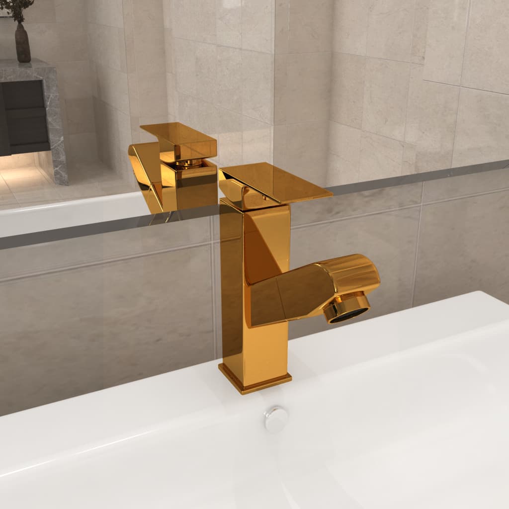 Bathroom Basin Faucet with Pull-out Function Gold 157x172 mm