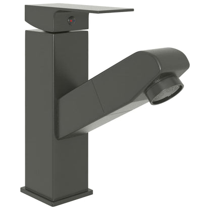 Bathroom Basin Faucet with Pull-out Function Grey 157x172 mm