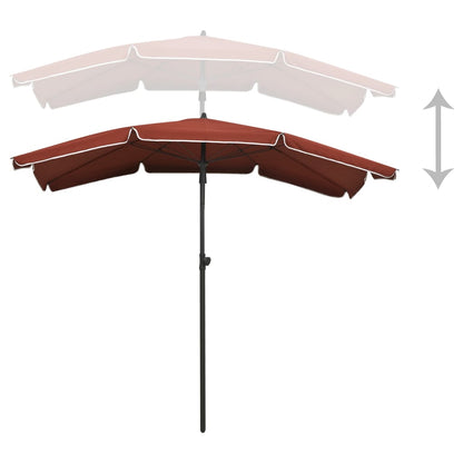 Garden Parasol with Pole 200x130 cm Terracotta