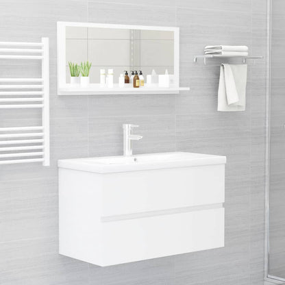Bathroom Mirror High Gloss White 80x10.5x37 cm Engineered Wood