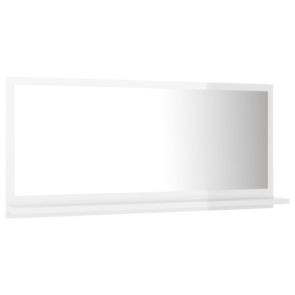 Bathroom Mirror High Gloss White 80x10.5x37 cm Engineered Wood