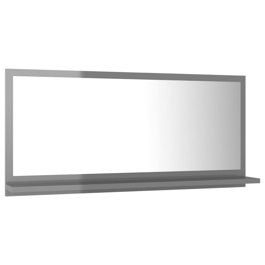 Bathroom Mirror High Gloss Grey 80x10.5x37 cm Engineered Wood