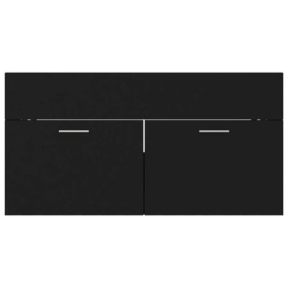 Sink Cabinet Black 90x38.5x46 cm Engineered Wood