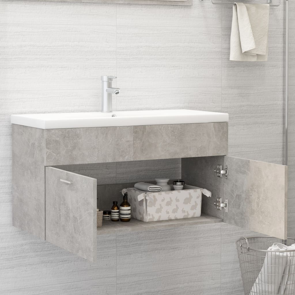 Sink Cabinet Concrete Grey 90x38.5x46 cm Engineered Wood