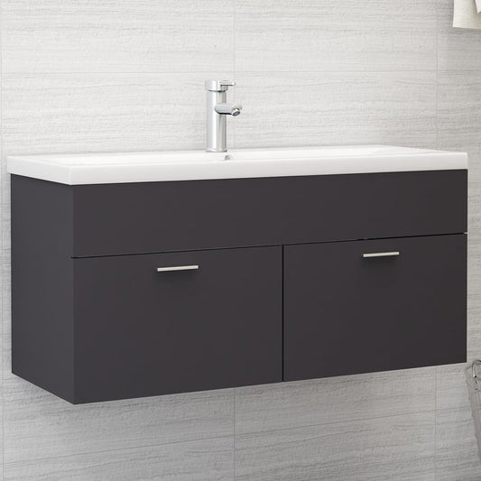 Sink Cabinet Grey 100x38.5x46 cm Engineered Wood