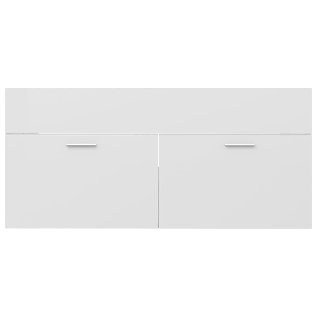 Sink Cabinet High Gloss White 100x38.5x46 cm Engineered Wood