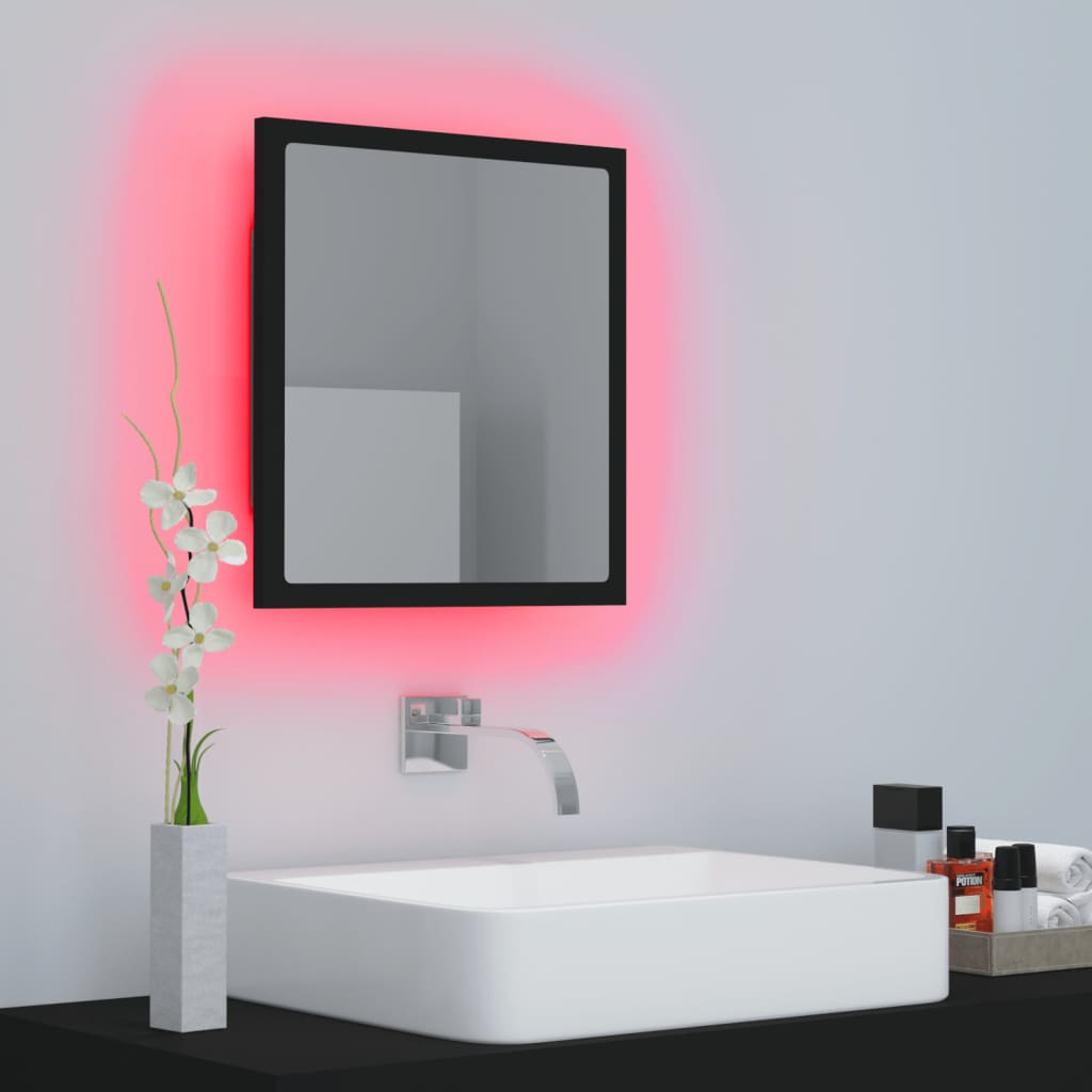 LED Bathroom Mirror Black 40x8.5x37 cm Acrylic
