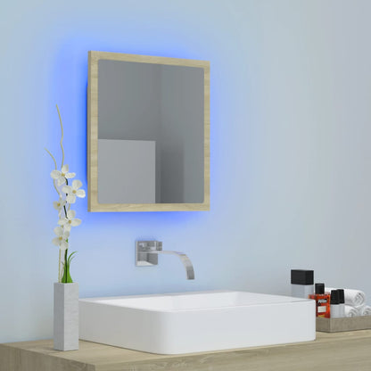 LED Bathroom Mirror Sonoma Oak 40x8.5x37 cm Acrylic