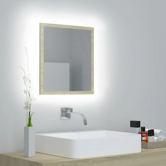 LED Bathroom Mirror Sonoma Oak 40x8.5x37 cm Acrylic