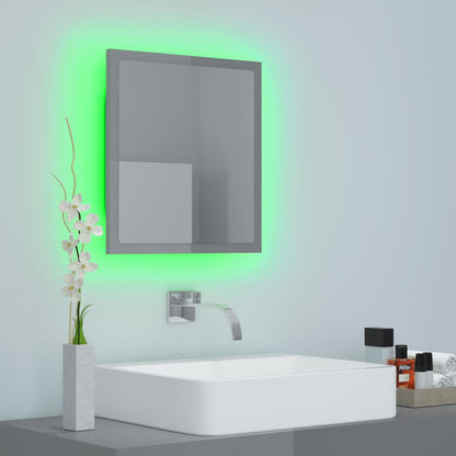 LED Bathroom Mirror High Gloss Grey 40x8.5x37 cm Acrylic