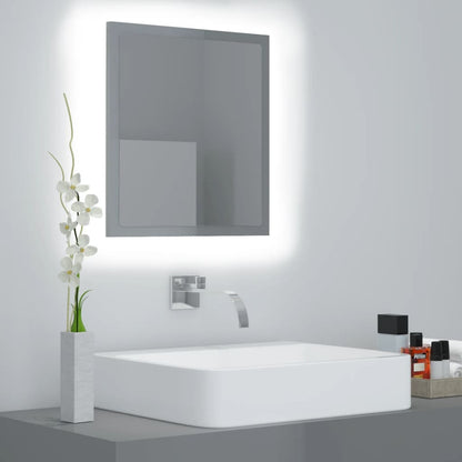 LED Bathroom Mirror High Gloss Grey 40x8.5x37 cm Acrylic