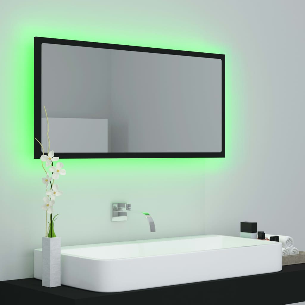 LED Bathroom Mirror Black 90x8.5x37 cm Acrylic