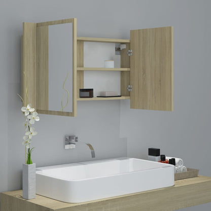 LED Bathroom Mirror Cabinet Sonoma Oak 80x12x45 cm Acrylic