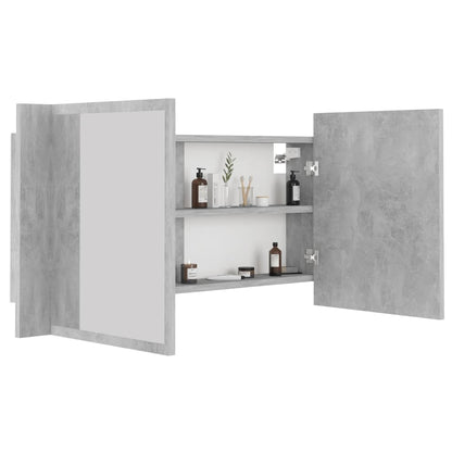 LED Bathroom Mirror Cabinet Concrete Grey 90x12x45 cm Acrylic