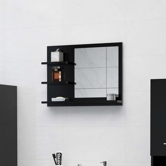 Bathroom Mirror Black 60x10.5x45 cm Engineered Wood