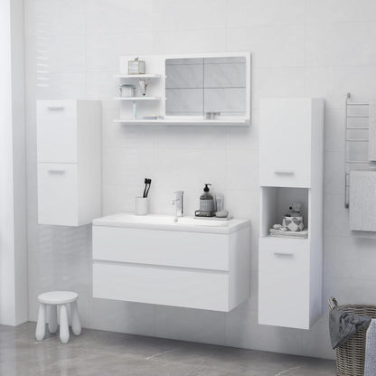 Bathroom Mirror White 90x10.5x45 cm Engineered Wood