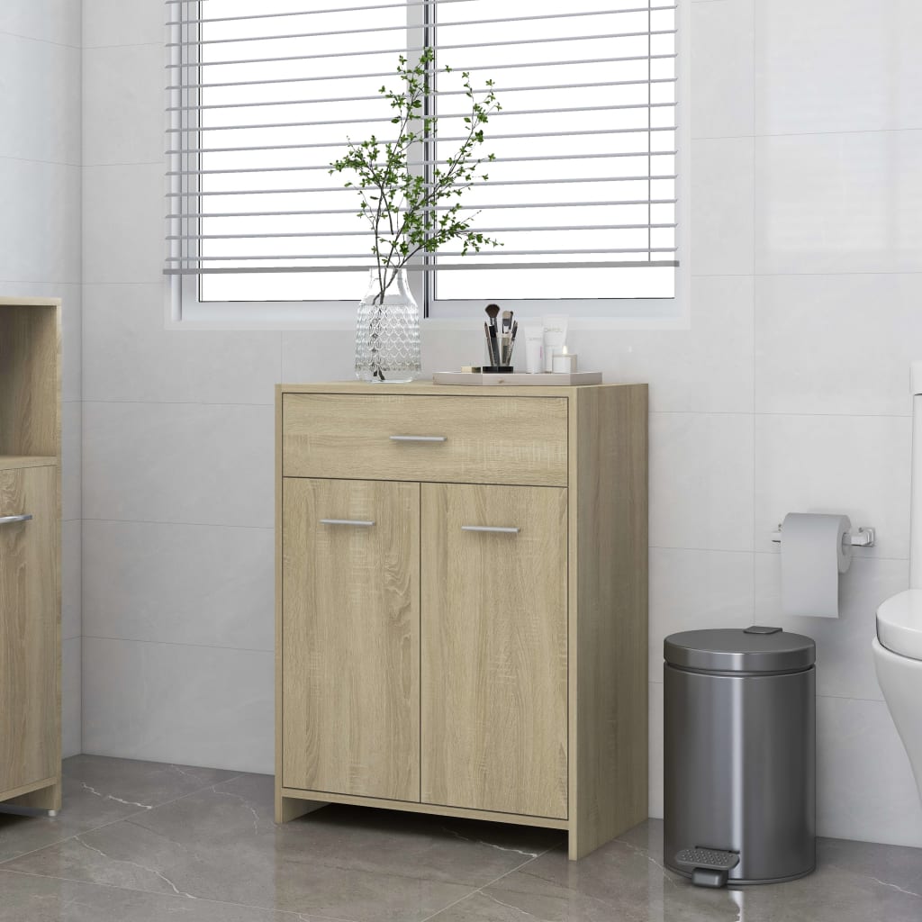 Bathroom Cabinet Sonoma Oak 60x33x80 cm Engineered Wood