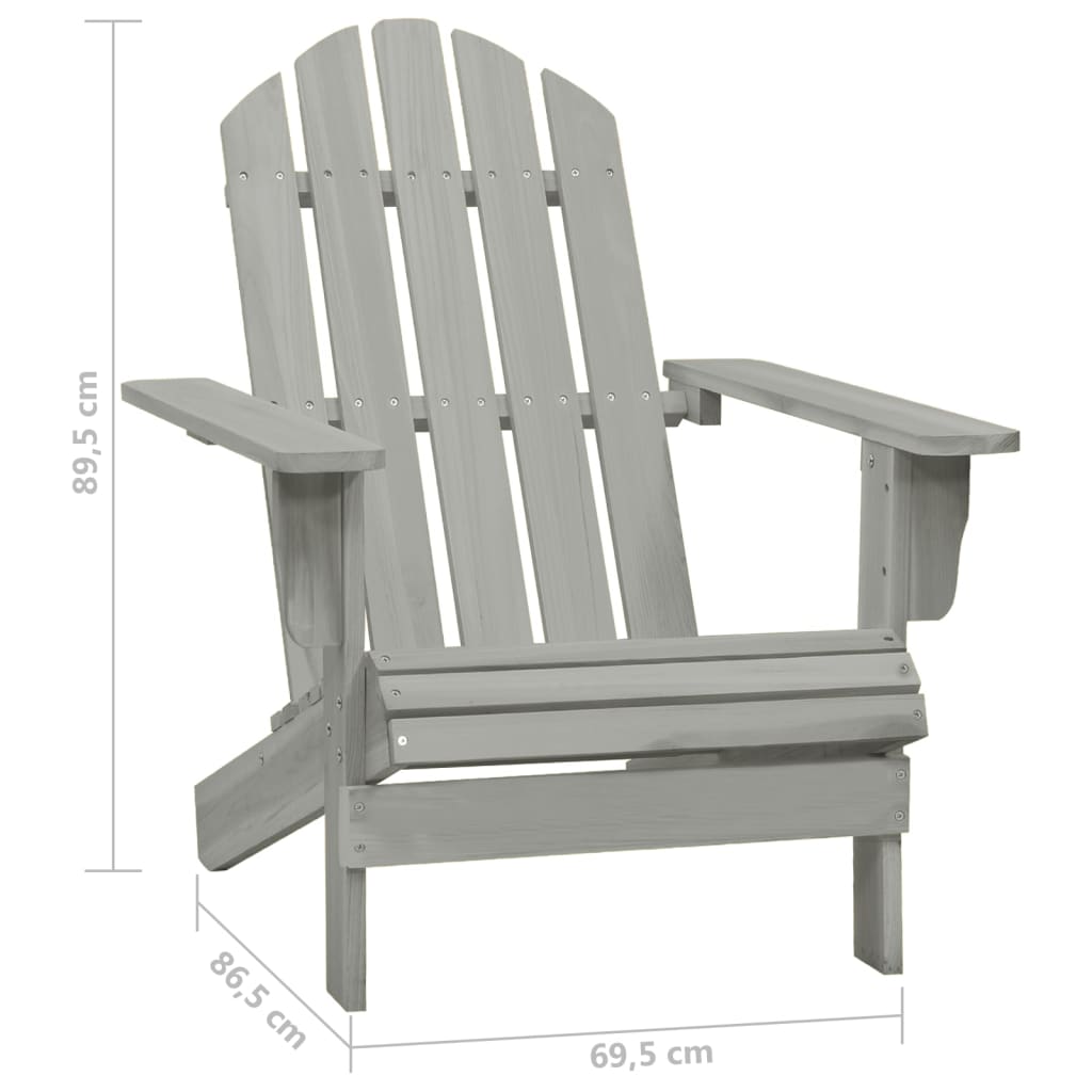 Garden Adirondack Chair with Table Solid Fir Wood Grey