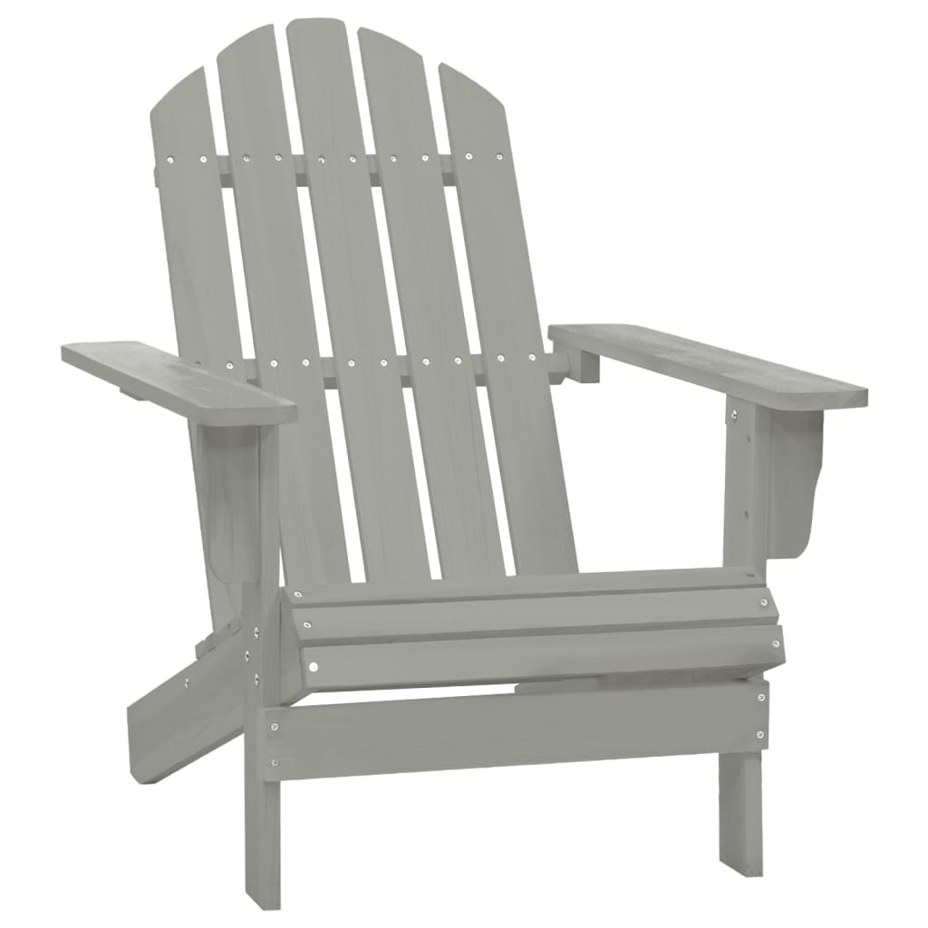 Garden Adirondack Chair with Table Solid Fir Wood Grey