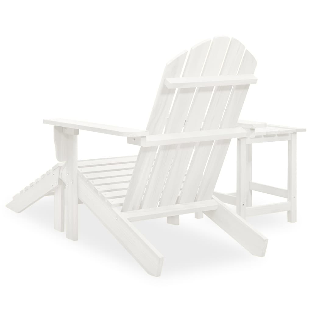 Garden Adirondack Chair with Ottoman&Table Solid Fir Wood White