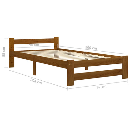 Bed Frame Honey Brown Solid Pine Wood 90x200 cm