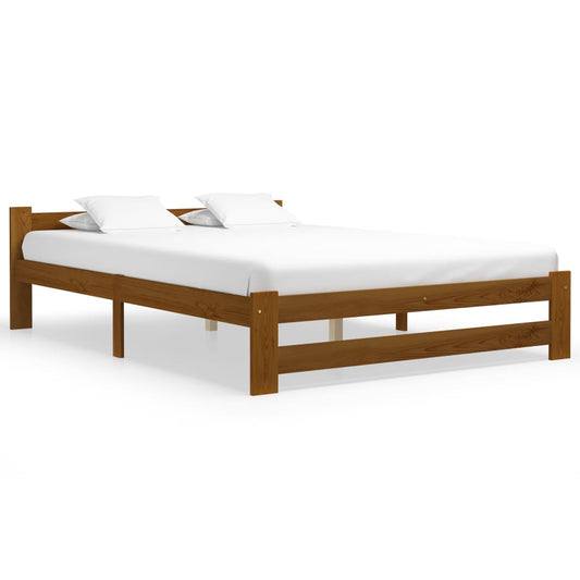 Bed Frame without Mattress Honey Brown Solid Pine Wood 120x200cm