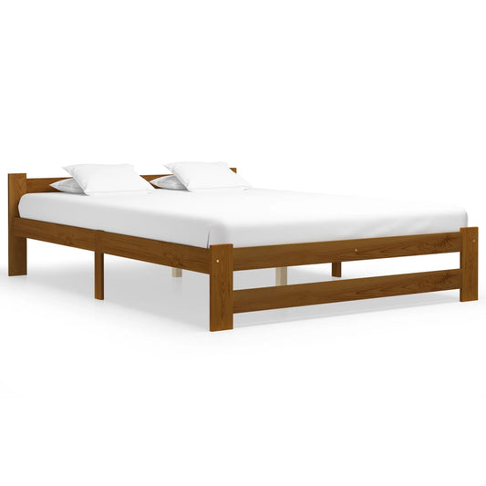 Bed Frame without Mattress Honey Brown Solid Pine Wood 160x200cm