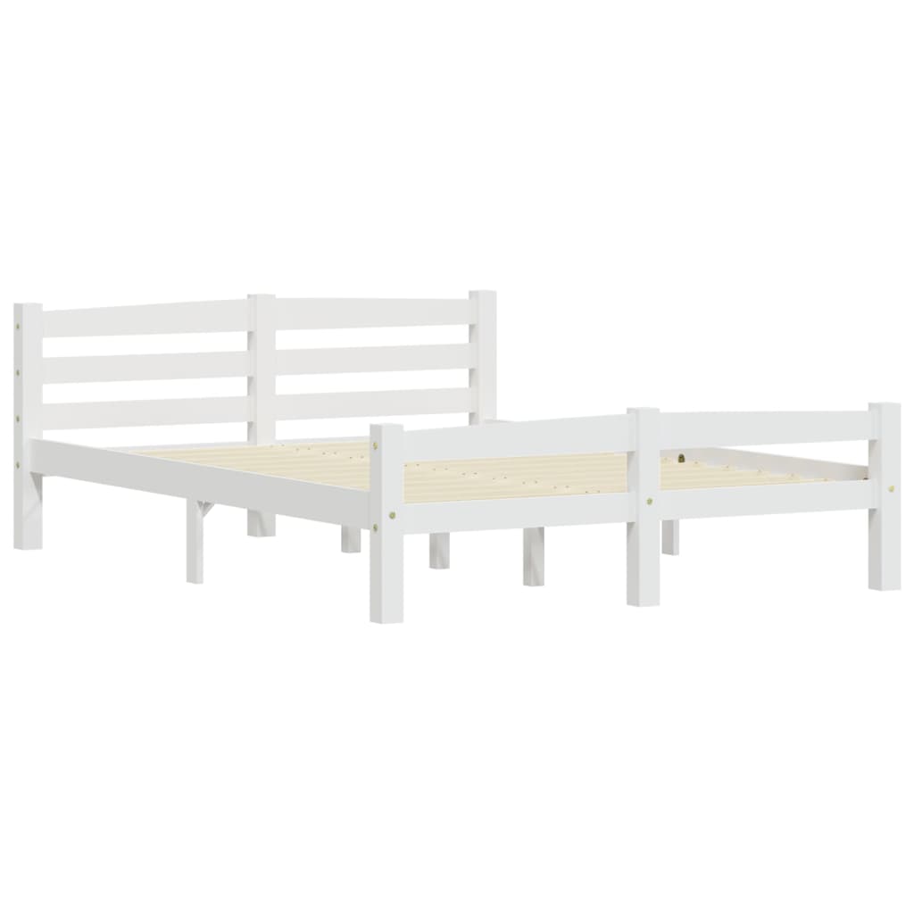 Bed Frame without Mattress White Solid Pinewood 140x200 cm