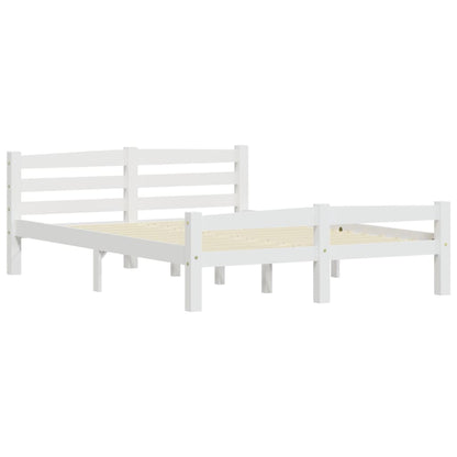Bed Frame without Mattress White Solid Pinewood 140x200 cm