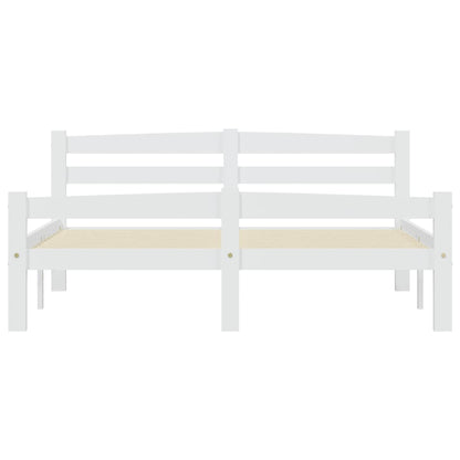 Bed Frame without Mattress White Solid Pinewood 140x200 cm