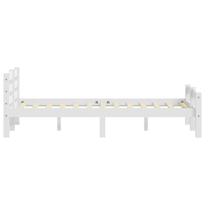 Bed Frame without Mattress White Solid Pinewood 140x200 cm