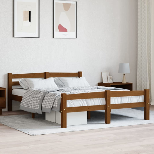 Bed Frame Honey Brown Solid Pinewood 120x200 cm