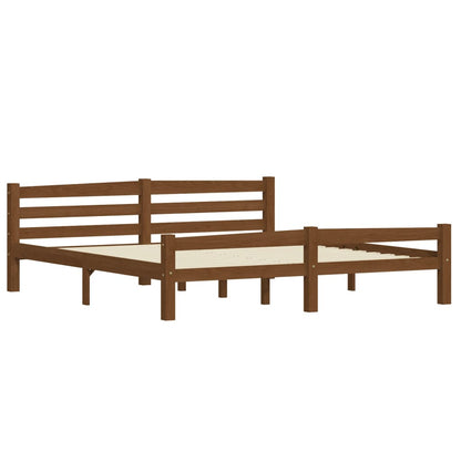 Bed Frame Honey Brown Solid Pinewood 180x200 cm Super King