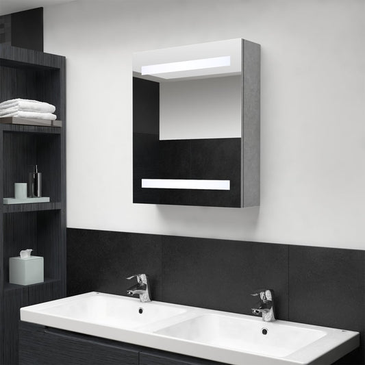 LED Bathroom Mirror Cabinet Concrete Grey 50x14x60 cm