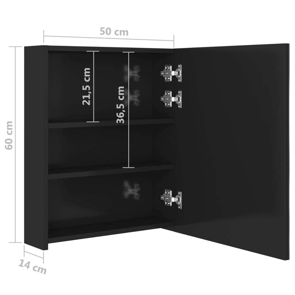 LED Bathroom Mirror Cabinet Shining Black 50x14x60 cm