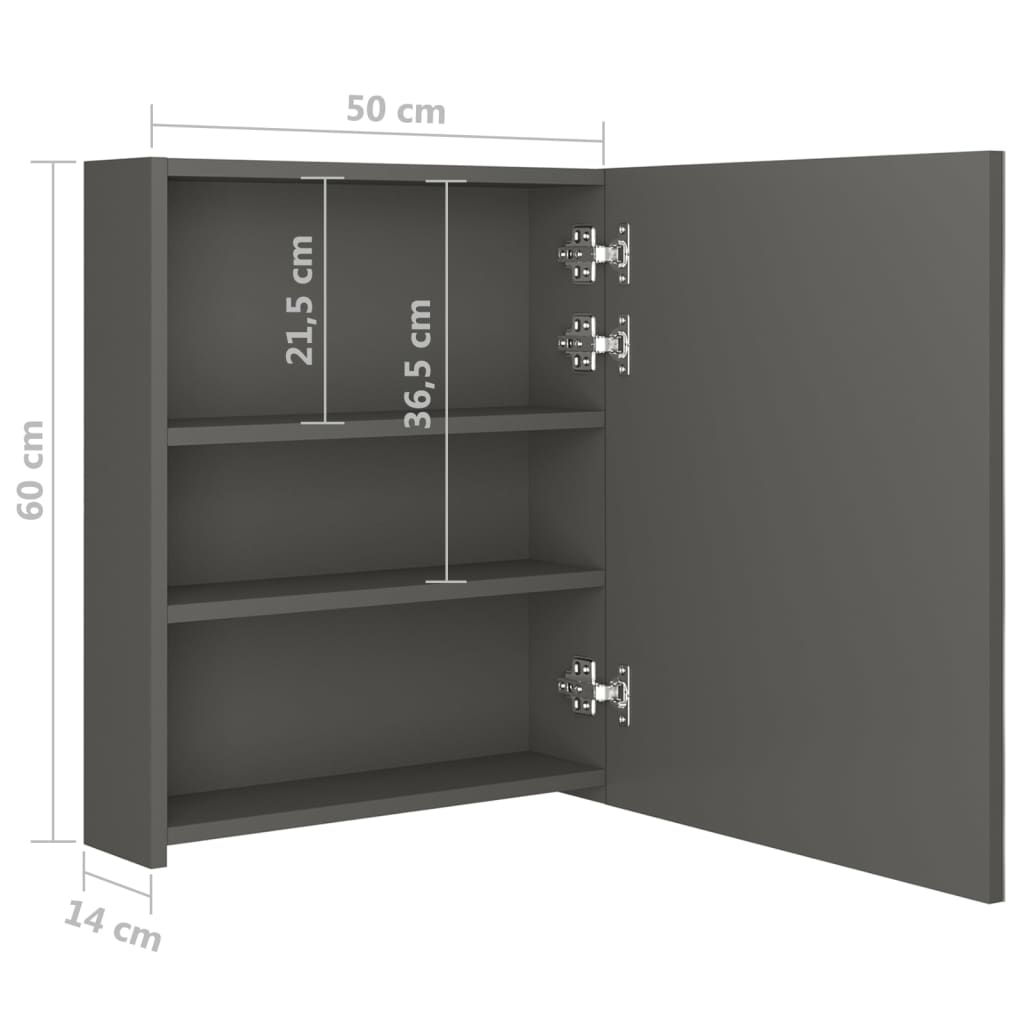LED Bathroom Mirror Cabinet Anthracite 50x14x60 cm