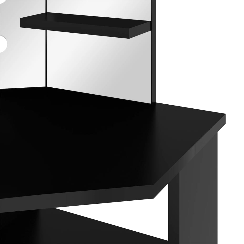 Corner Dressing Table with LED Black 111x54x141.5 cm