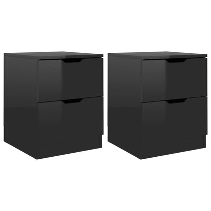 Bedside Cabinets 2 pcs High Gloss Black 40x40x50 cm Engineered Wood