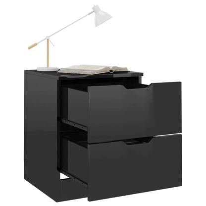 Bedside Cabinets 2 pcs High Gloss Black 40x40x50 cm Engineered Wood