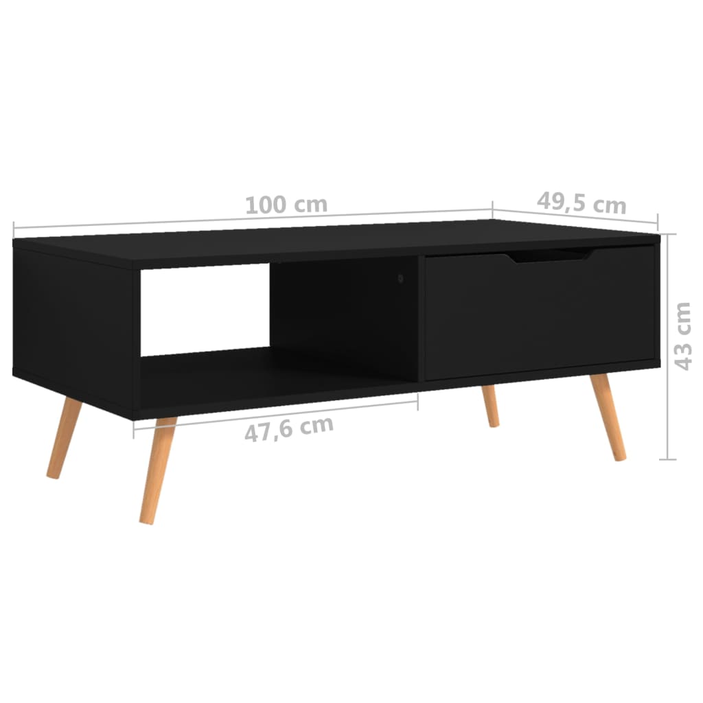 Coffee Table Black 100x49.5x43 cm Engineered Wood