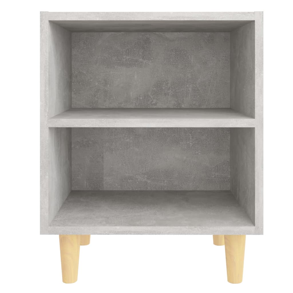 Bed Cabinet with Solid Wood Legs Concrete Grey 40x30x50 cm