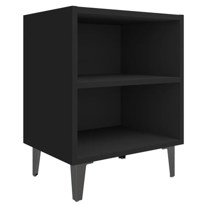 Bed Cabinets with Metal Legs 2 pcs Black 40x30x50 cm