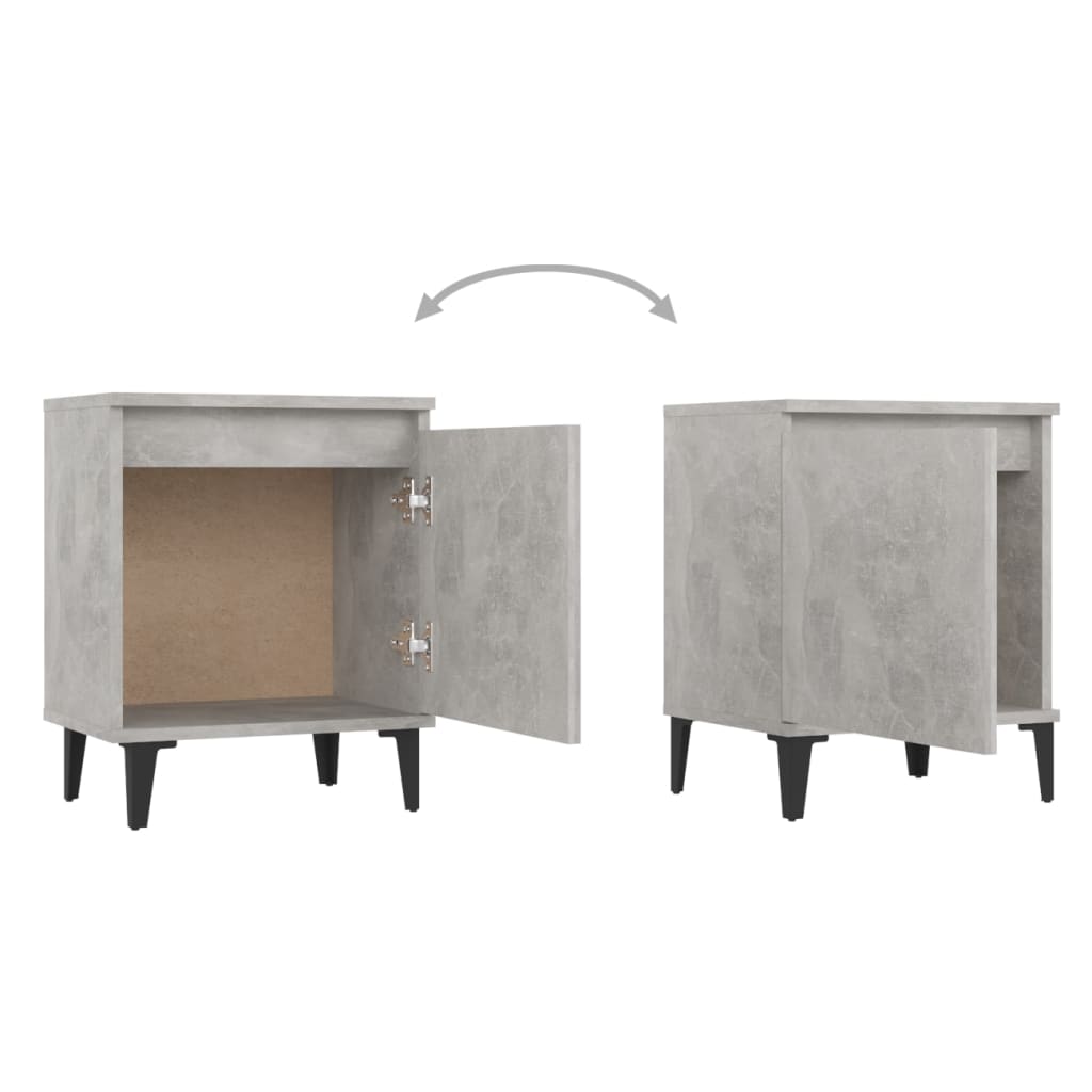Bed Cabinets with Metal Legs 2 pcs Concrete Grey 40x30x50 cm