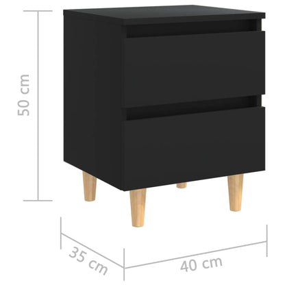Bed Cabinets with Solid Pinewood Legs 2 pcs Black 40x35x50 cm
