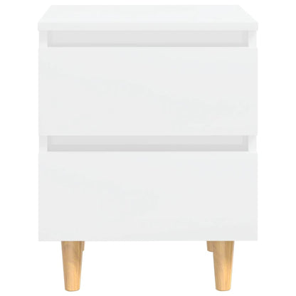 Bed Cabinets & Pinewood Legs 2 pcs High Gloss White 40x35x50cm