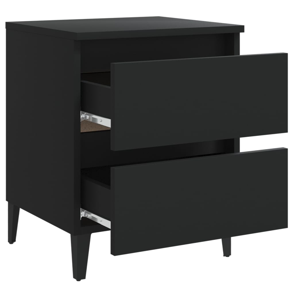 Bed Cabinets 2 pcs Black 40x35x50 cm Engineered Wood