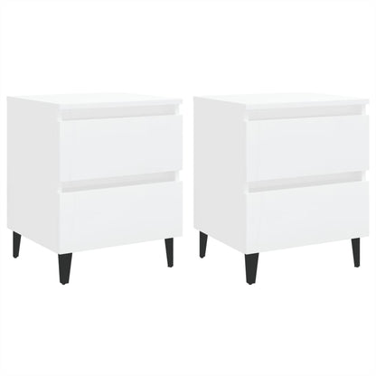 Bed Cabinets 2 pcs High Gloss White 40x35x50 cm Engineered Wood
