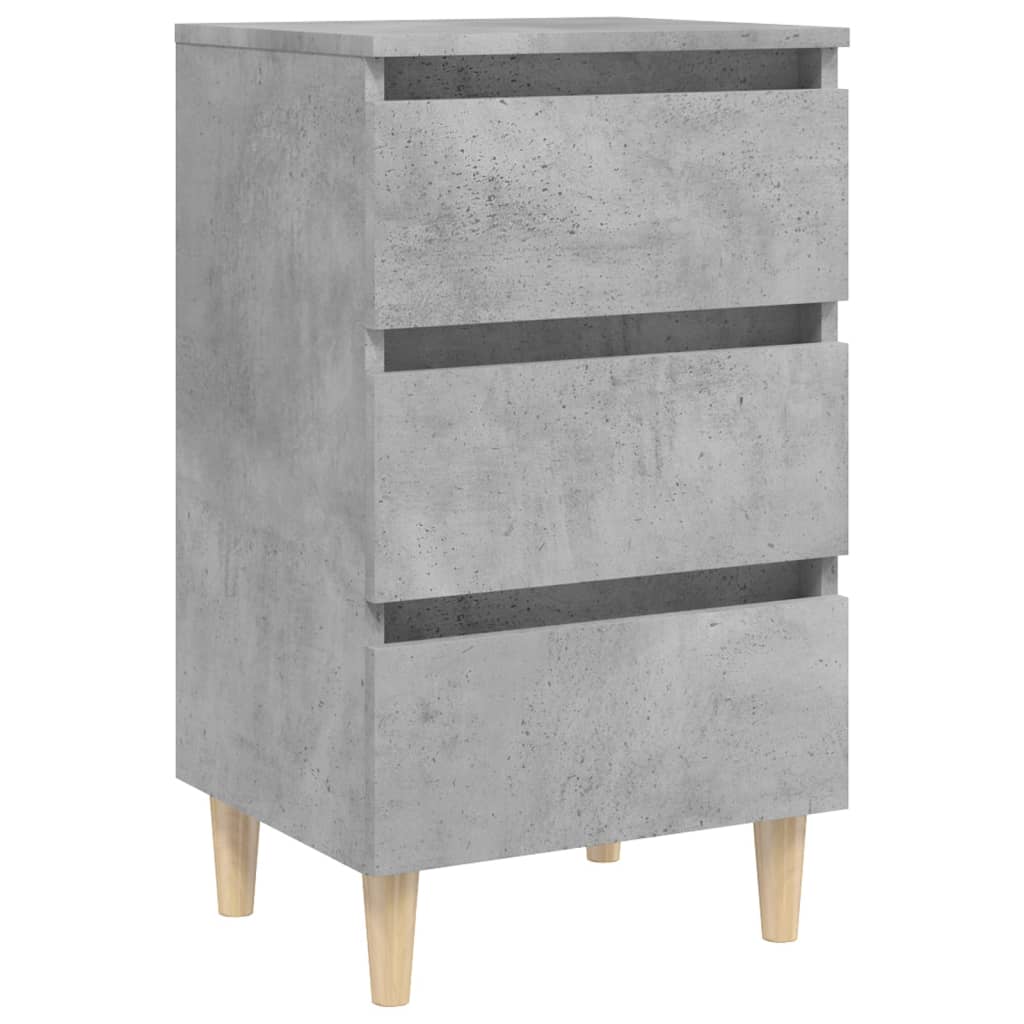 Bed Cabinets & Solid Wood Legs 2 pcs Concrete Grey 40x35x69 cm