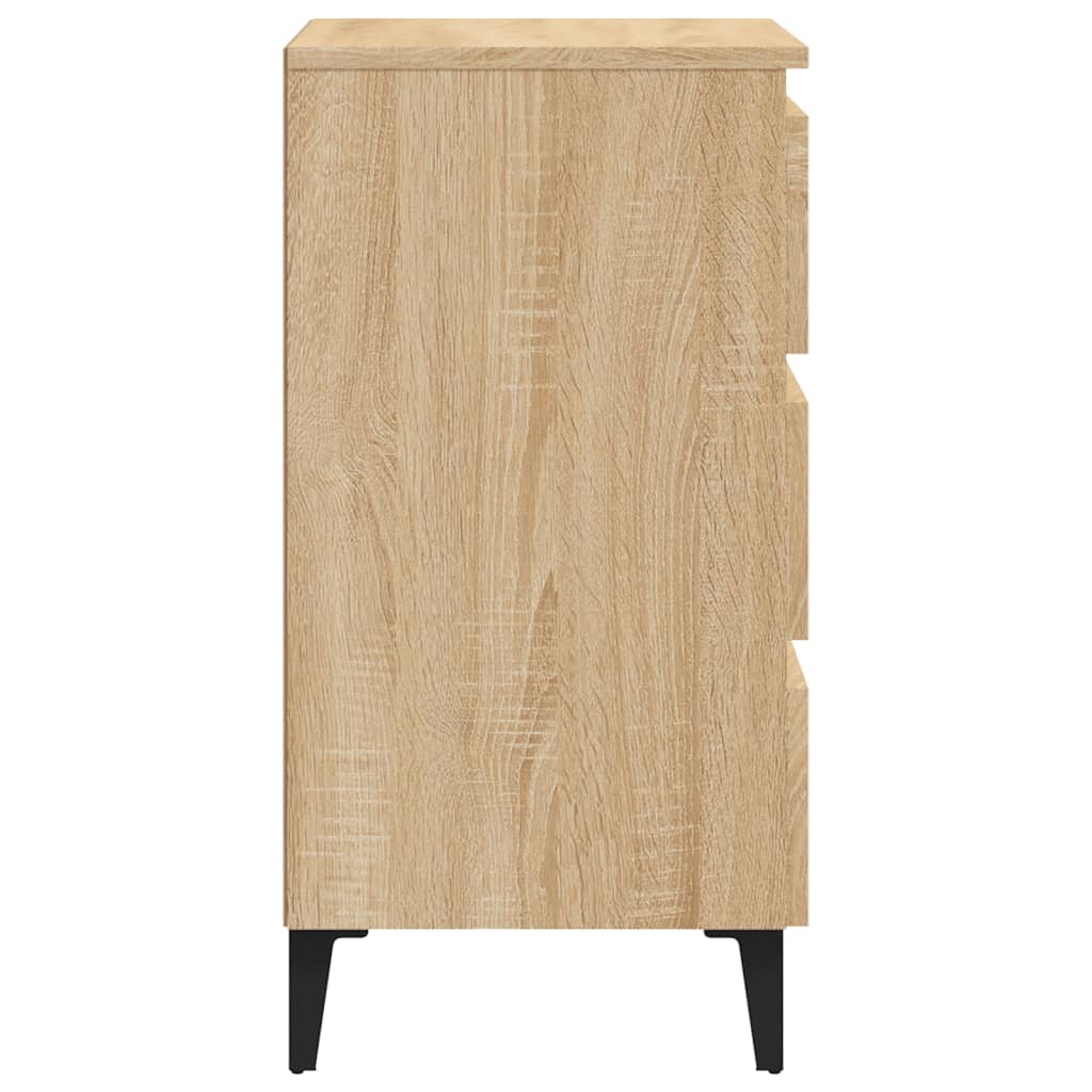 Bed Cabinet with Metal Legs 2 pcs Sonoma Oak 40x35x69 cm
