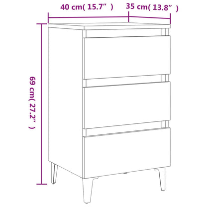 Bed Cabinet with Metal Legs Concrete Grey 40x35x69 cm